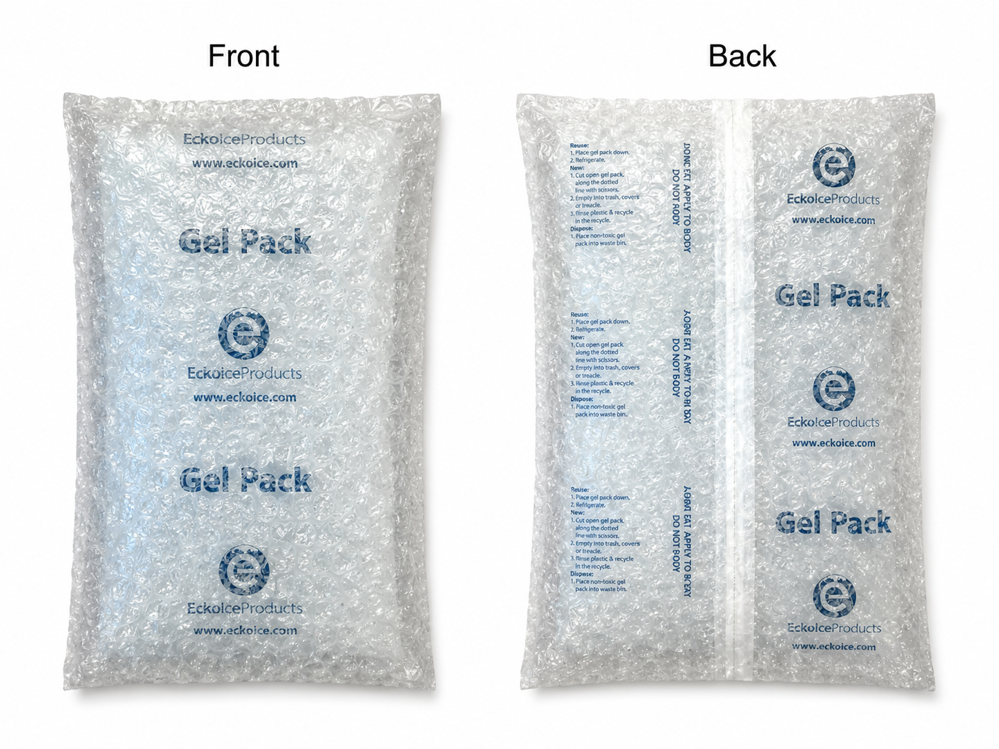 Bubble-Shield condensation-free ice gel pack sealed in poly bubble mailer — Ecko Ice Products
