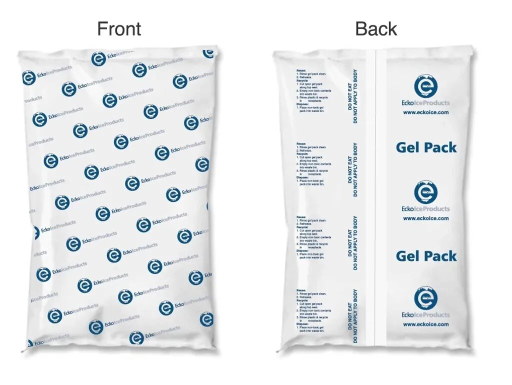 Reusable ice gel packs in 8 to 96 oz sizes — Ecko Ice Products, made in the U.S.A.